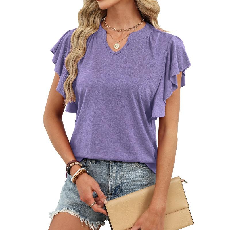 T-shirt da donna primavera ed estate nuova moda T-shirt ampia a maniche corte con scollo a V