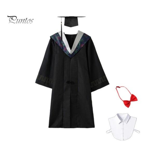 Academic Dress for Ceremonies Unisex Matte Graduation Cap Gown Set with Fake Shirt Collar And Doctoral Attire Neck Tie Professional Formal Bachelor's