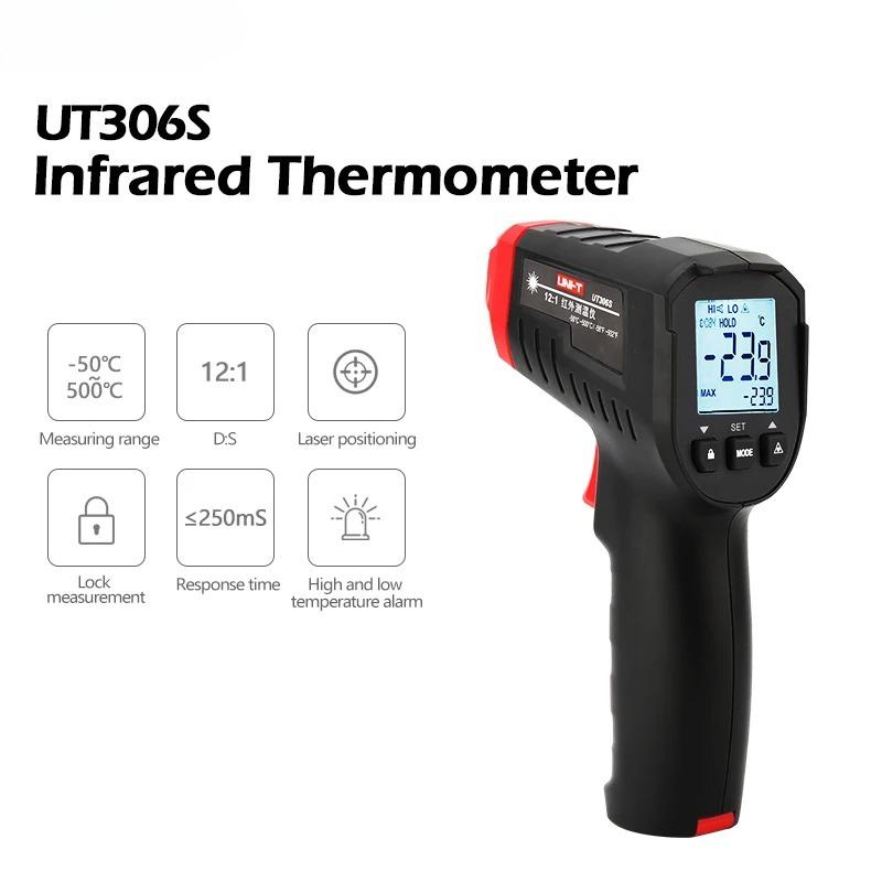 Portable Infrared Thermometer UT306S UT306C Non-contact Laser Digital Temperature Meter Temperature Gun Tester -50-500°C Rapid Temperature Measurement