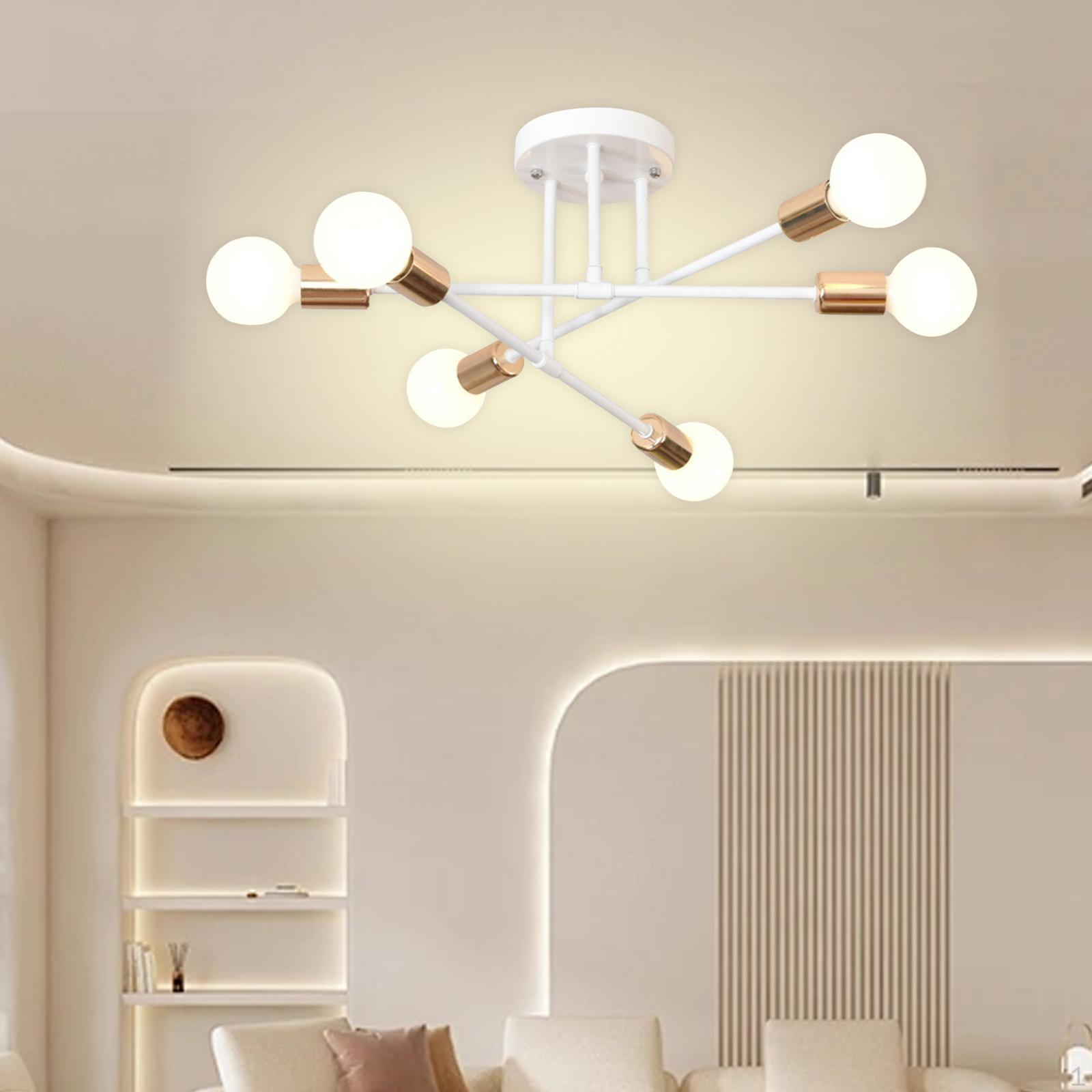 

Chandelier Geometric Pendant Lighting 6 Lights Art Mid Century Ceiling Lamp Nordic white gold