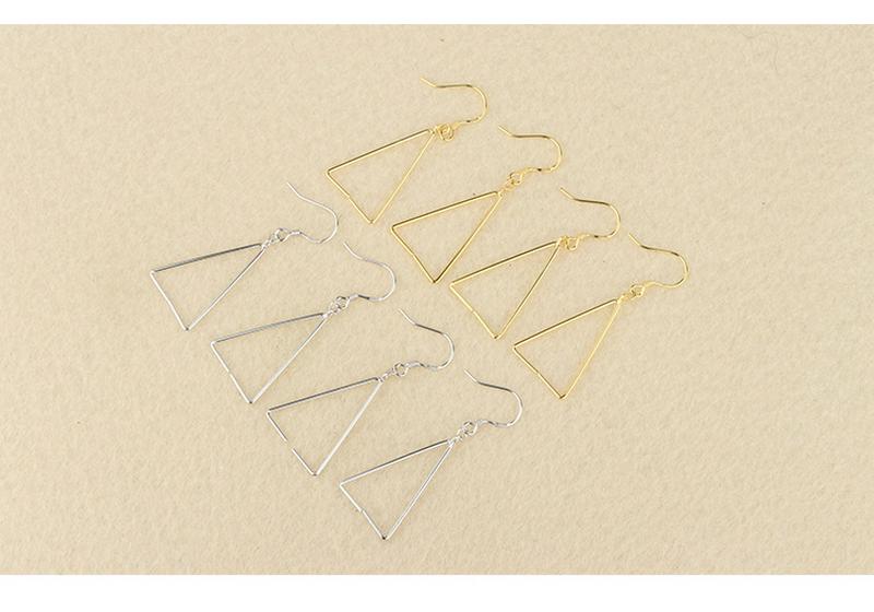 Tingxiang S925 Sterling Silver Triangle Bead Earring Hooks - Women's Simple Empty Settings Jewelry