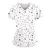 V-Neck Short Sleeve Nursing Scrub Top Women Fashionable Casual Workwear With 3D Print Design Slim Fit 2025 Collection