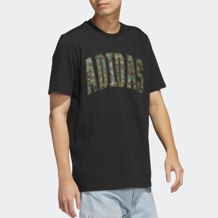 Adidas Camouflage Logo Print Crew Neck Short Sleeve T-Shirt Men Tops Black HS3213