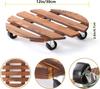 Plant Caddy with Wheels Rolling Plant Stand 220LB Heavy Duty Wooden Round Pot Trays with 360° Meta Wheels Flower Pots Dolly