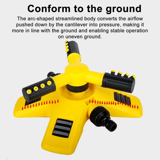 Automatic Garden Sprinkler 360-Degree Rotating Water Sprinkler 3-Arm Adjustable Sprinkler Garden Hose Attachment for Yard Lawn Irrigation