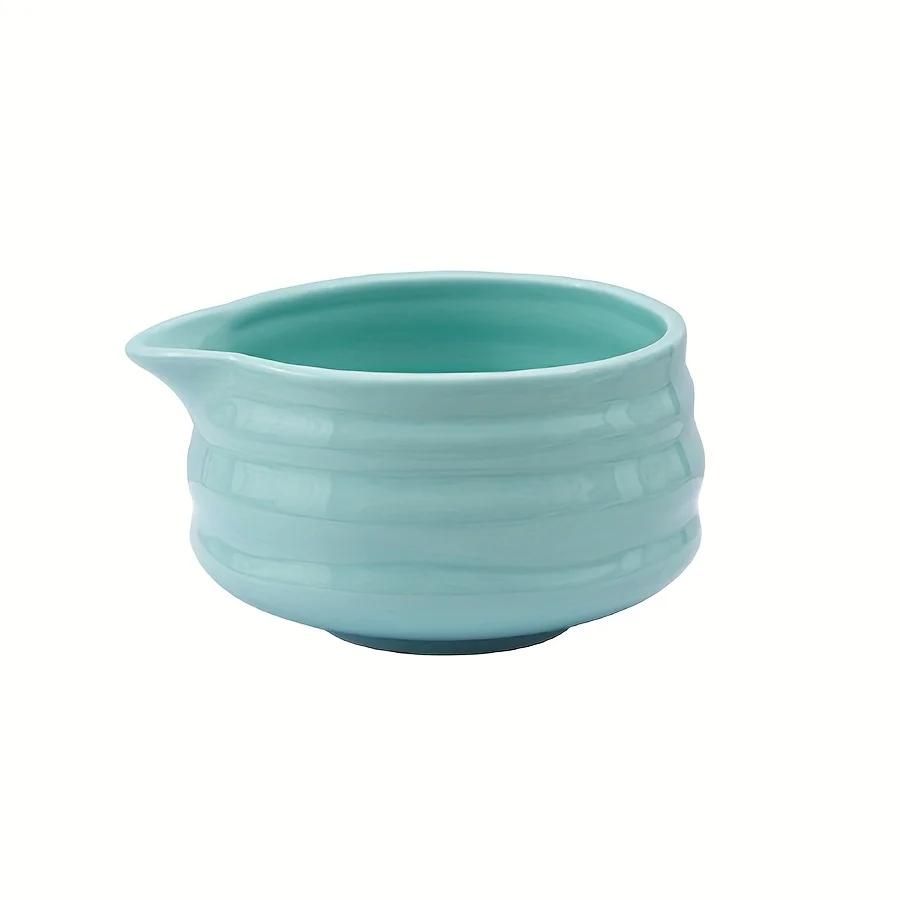 1pc 161ml/16oz Japanese Traditional Ceramic Matcha Bowl with Pour Spout, Handmade Japanese Style Matcha Green Tea Ceremony Chawa