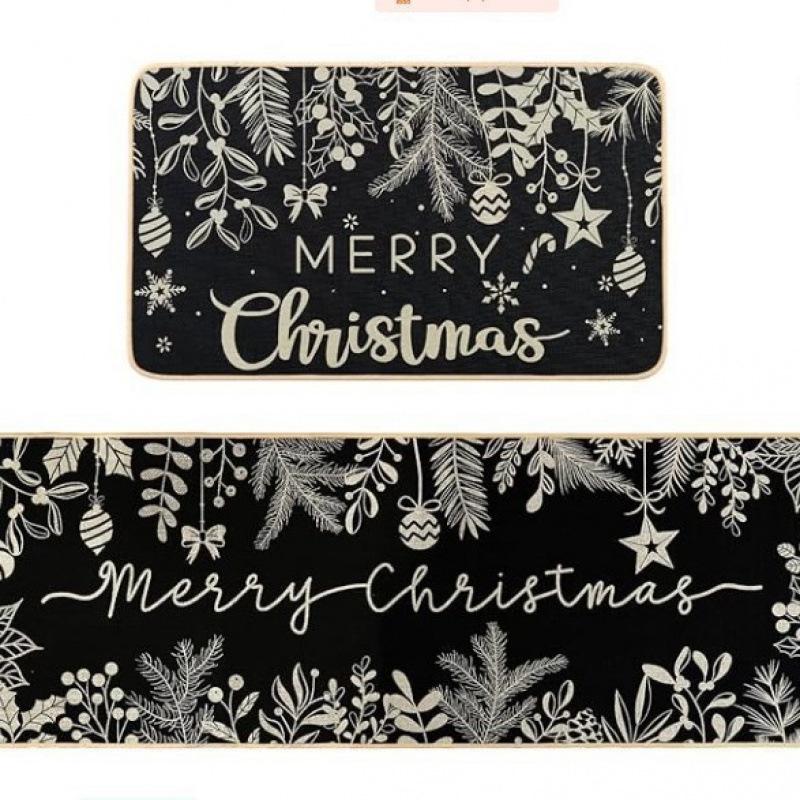 Christmas Festival Crystal Velvet Hallway & Kitchen Absorbent Floor Mat