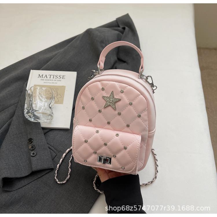 Xiaoxiangfeng Backpack Women's 2025 New Fashion Diamond Chain Messenger Bag Versatile Travel Small Backpack