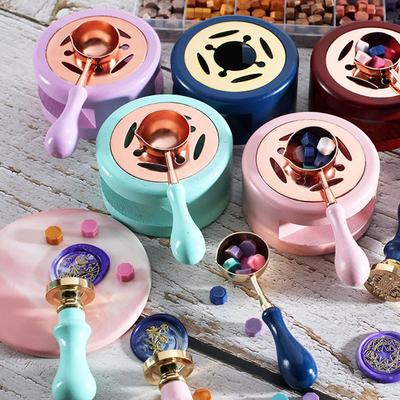 1 SET Retro Holzgriff Ofen Herd Topf Wachssiegel Stempel Set Wachslöffel Lack Dekorative Handwerkskunst Geschenk Siegel Wachskartenherstellung SB002