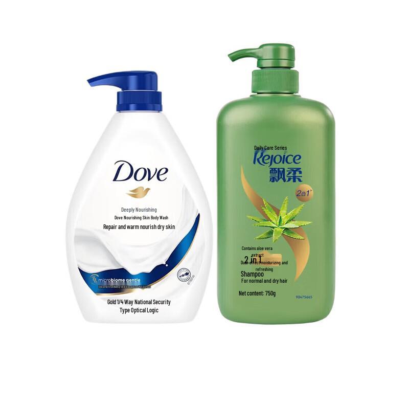 Набор: Гель для душа Dove Глубокое питание и Шампунь 2-в-1 Rejoice