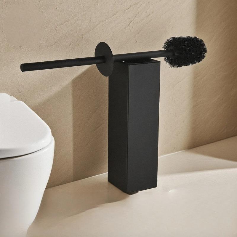Floor-standing Bathroom Toilet Brush Holder Set Stainless Steel Square Cleaning Tools Vertical Toilet Brush Cleaning Accessories