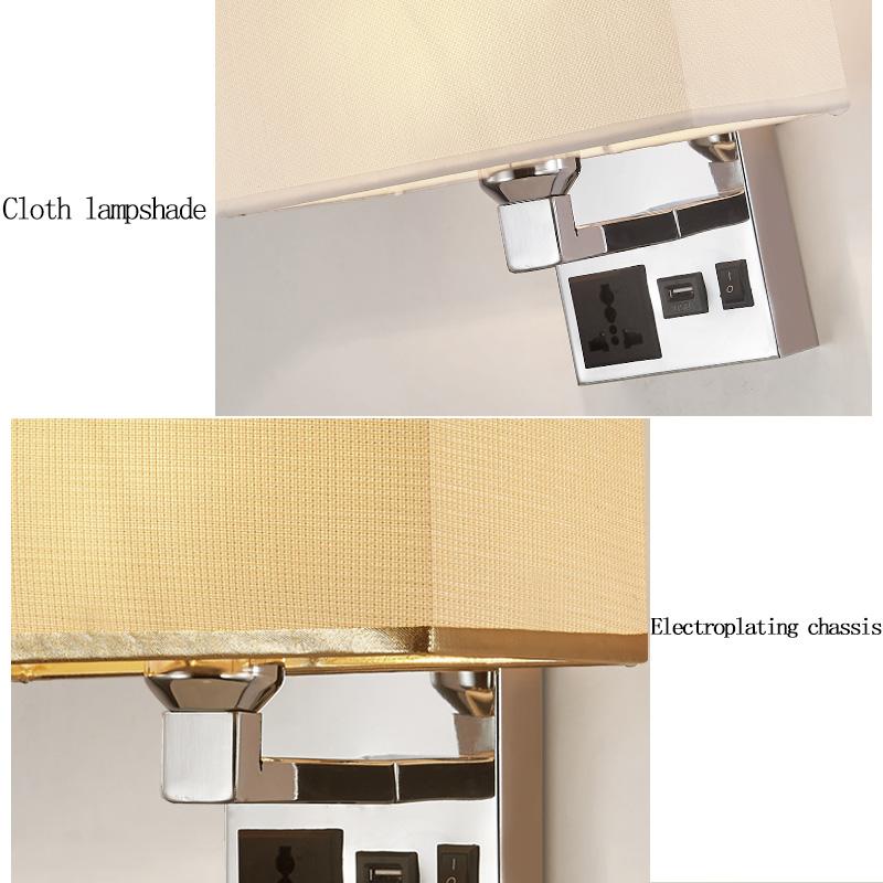 USB Plug Interface Charging Wall Lamp Creative Bedroom with Plug Bedside Led Wall Lamp Hotel Bedside Lamp