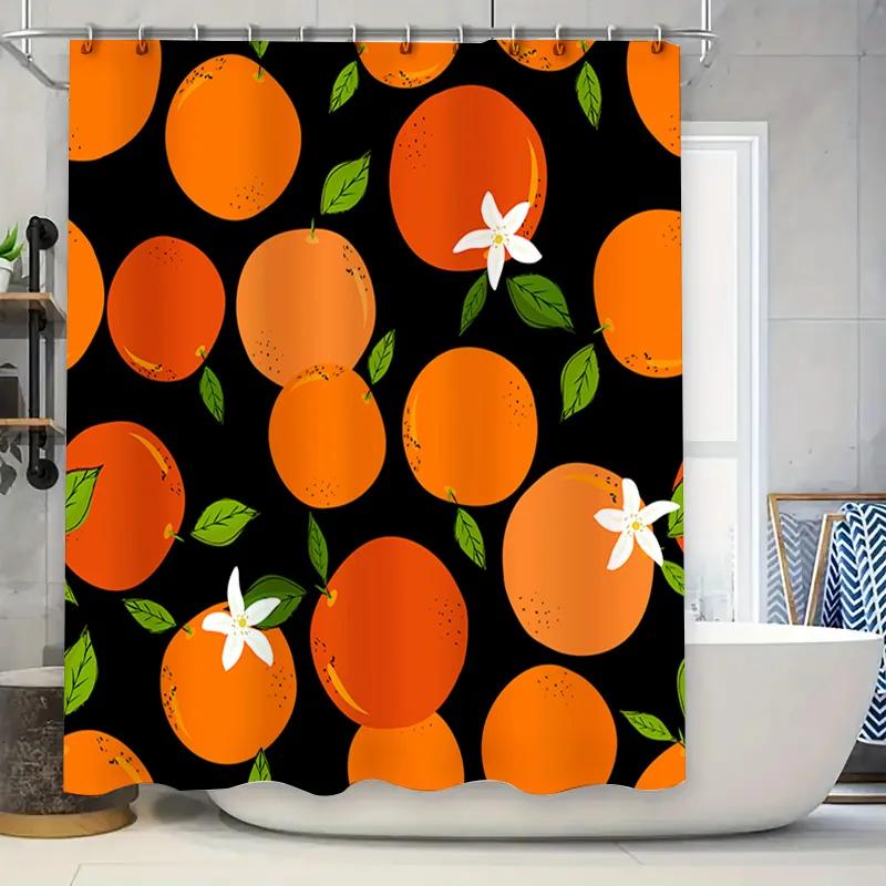 

Vibrant Orange White Floral Bathroom Shower Curtain Decoration for Bathrooms Home Decor Waterproof Fabric Print 90X180cm