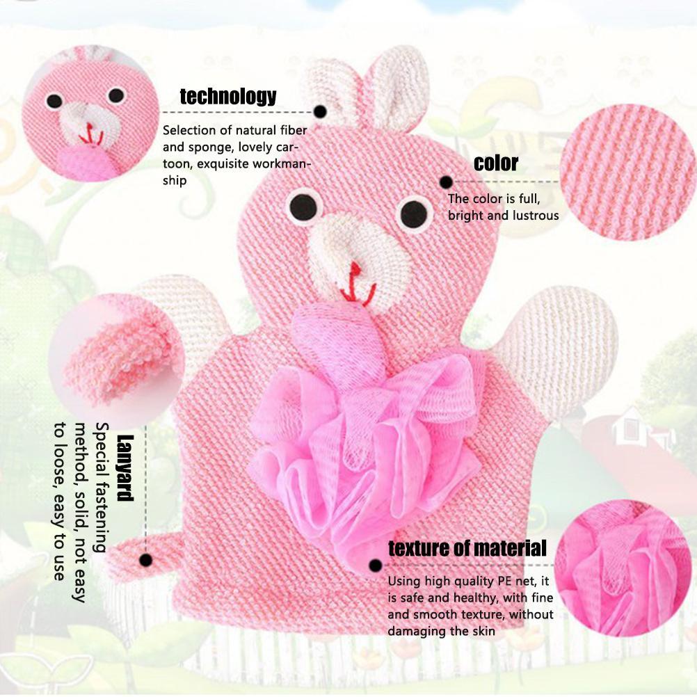 4 Pcs Baby Bath Gloves Cartoon Exfoliating Gloves Baby Kids Shower Gloves Scrubbing Gloves Bath