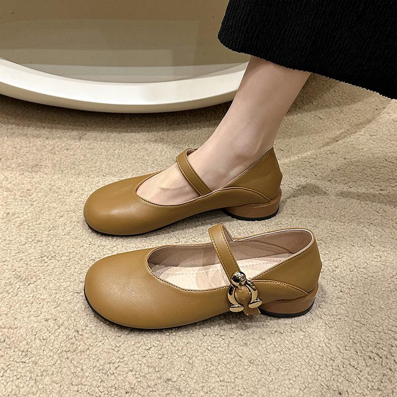 Fashion Women's Fashion Single Shoes Spring New Round Head Mid-mouth Soft Sole Anti-slip Wear-resistant Low-top Shoes