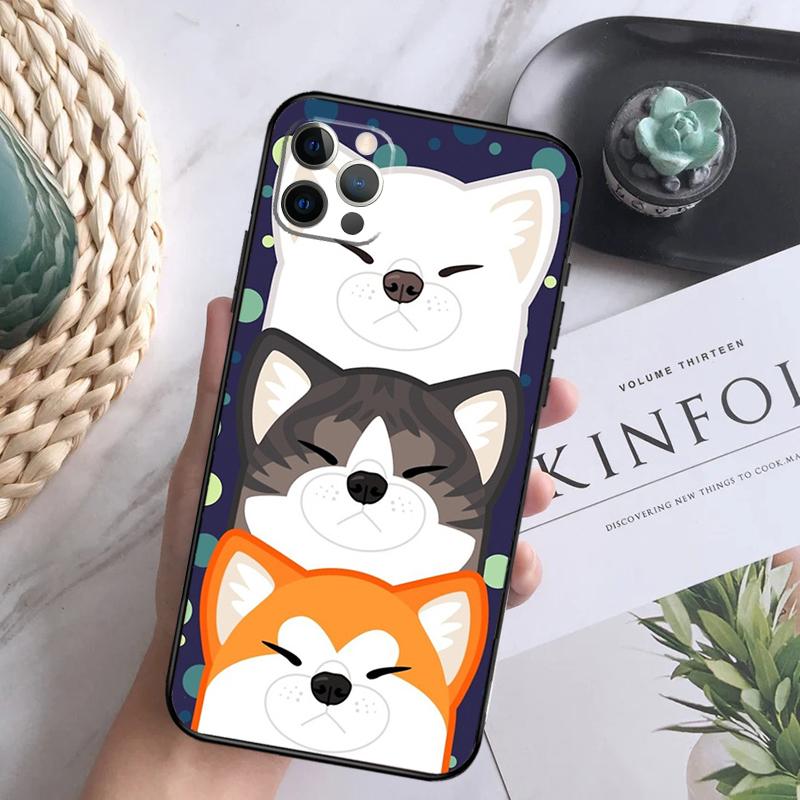 Animal Cute Dog Akita Phone Case For iPhone 16 Pro 11 12 13 14 15 Pro Max Mini XS X XR 7 8 16 Plus Cover Coque