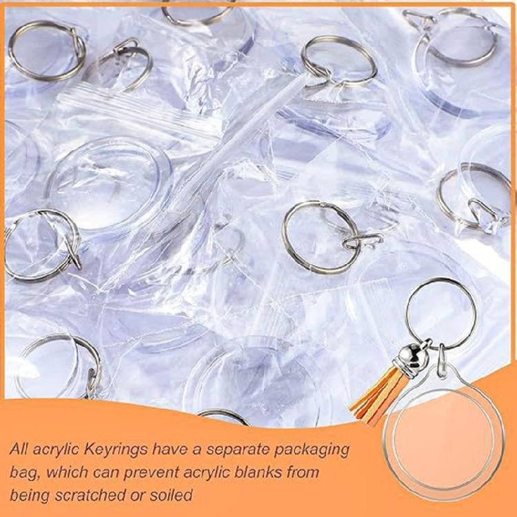 50pcs Fringe Key Rings Blank Photo Frame Keychain Phone Hangings Decoration