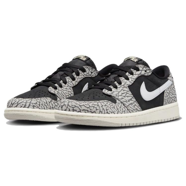 Air Jordan 1 Retro Low OG GS Black Cement Kids Sneakers Muslin Tech-Grey White CZ0858-001