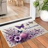 Aesthetic Welcome Doormat Floral Butterfly Purple Cottagecore Boho Rug for Front Door Entrance Home Decor Spring Mat