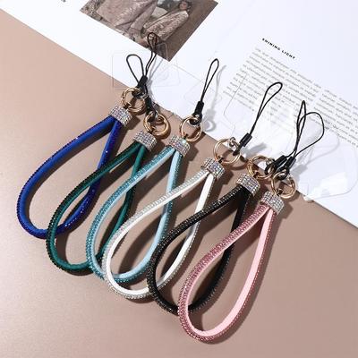 Hanging Cord Glitter Rhinestone Phone Lanyard Short Wrist Style Luxury Diamond Phone Rope Anti Loss Bling Bling