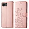 For iPhone 16e Wallet Case Butterfly Floral Imprint PU Leather Phone Cover with Wrist Strap