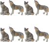 Six Little Wolf Animal Miniature Dynamic and Cake Realistic DIY Elementary School Teaching Aids Figurines, Figurines, Landscapes, Variety-Popular,