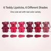 HUDA GIRL 6PCS Teddy Bear Keychain Liquid Lipstick Set, Matte Waterproof