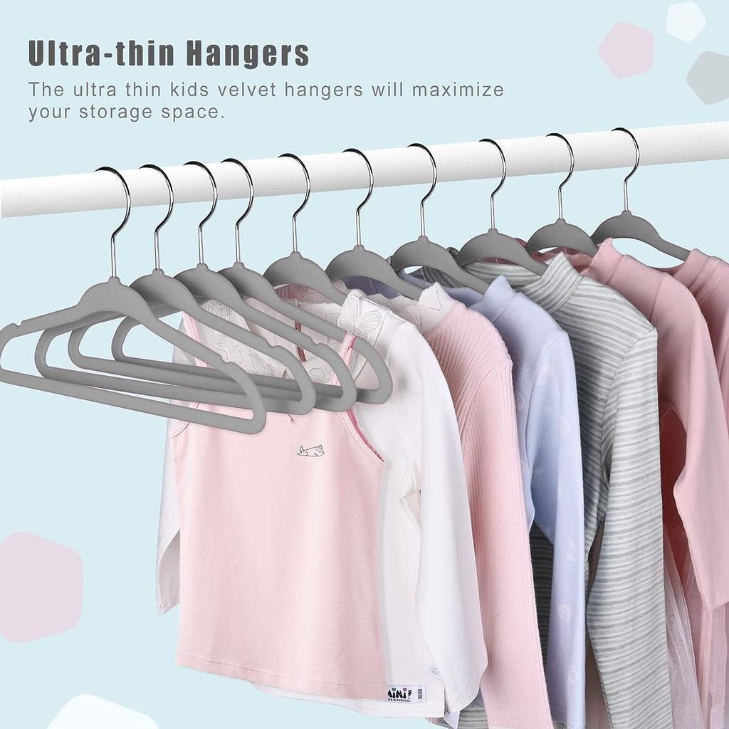 10/20/30pcs Children's Velvet Non-slip Hangers, Advanced Children's Closet Hangers, Ultra-thin Cute Non-slip Felt Hangers