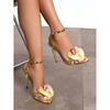 Women's 3D Floral Ankle Strap Stiletto Sandals - Fashion Party High Heels
