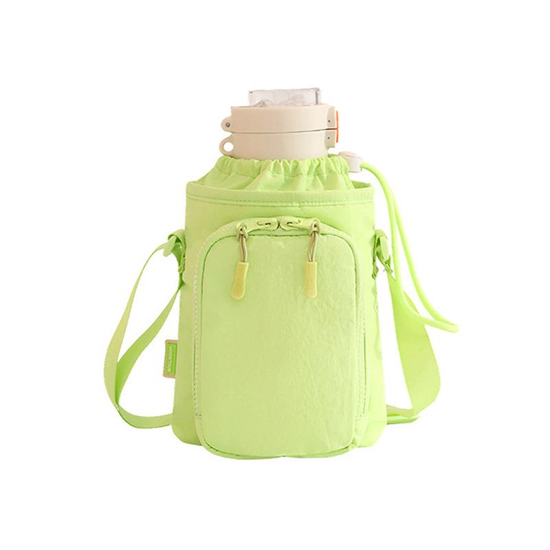 Portable Water Bottle Bag With Adjustable Strap Thermal Mugs Protective Cover Phone Pocket Outdoor Sports Travel Bag