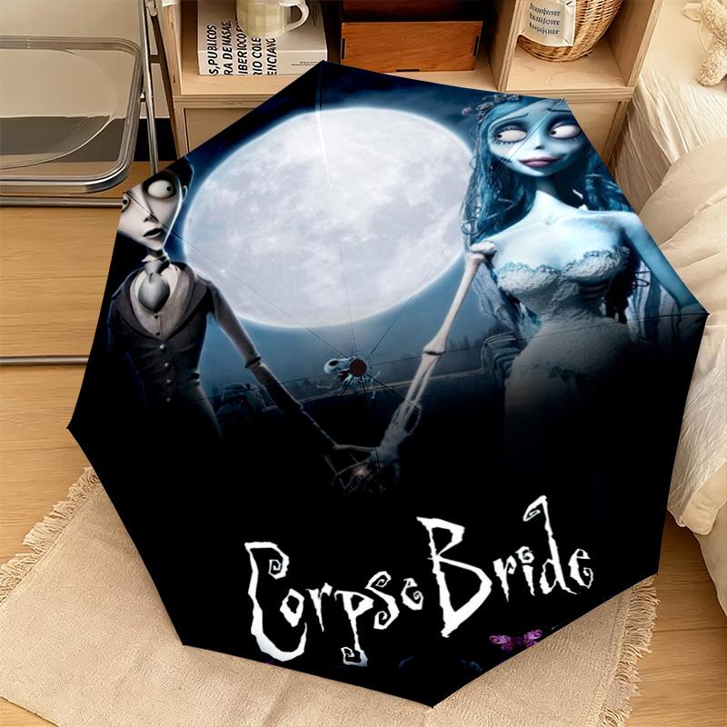 1PC Corpse Bride Moonlit Romance Automatic Umbrella - Suitable Travel Outdoor Portable Umbrella Birthday Gift Daily Essentials
