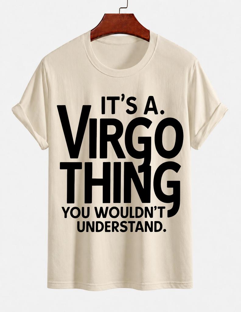 2026 New Pure Cotton Tshirt Virgo Constellation Print Tshirt Casual Crew Neck Short Sleeve Top