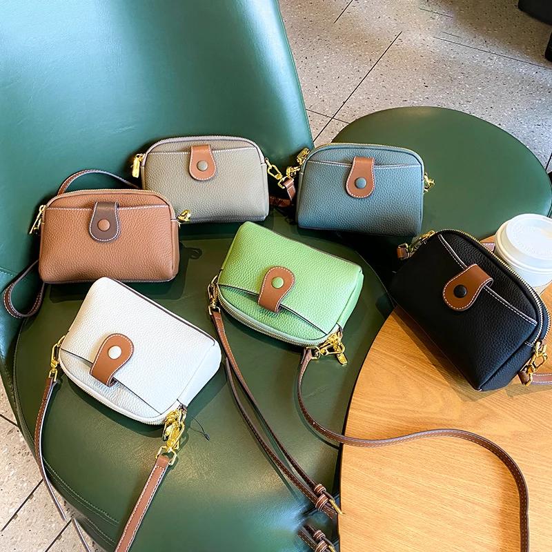 Genuine Leather Bag for Women Small Square Bag Retro Shoulder Crossbody Bag Luxury Bag for Ladies Designer Feminine Fashion