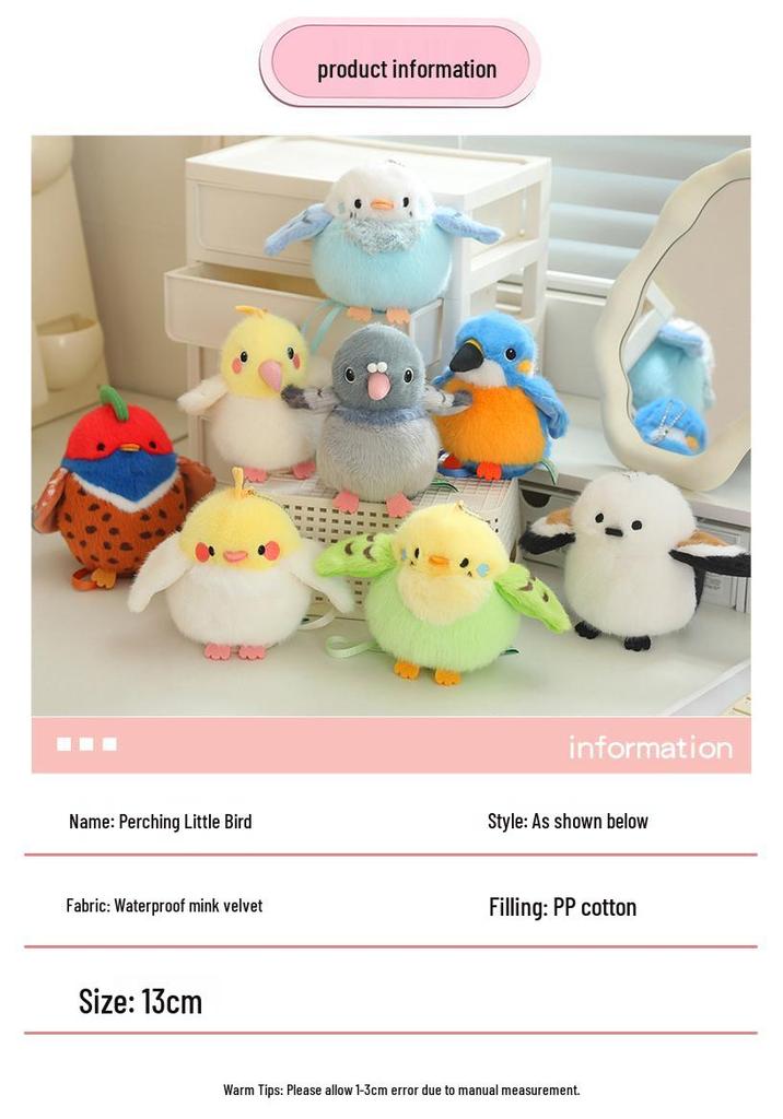 Cute Little Bird Sloth Mouse Plush Toy - Parrot Dinosaur Animal Bag Pendant Doll