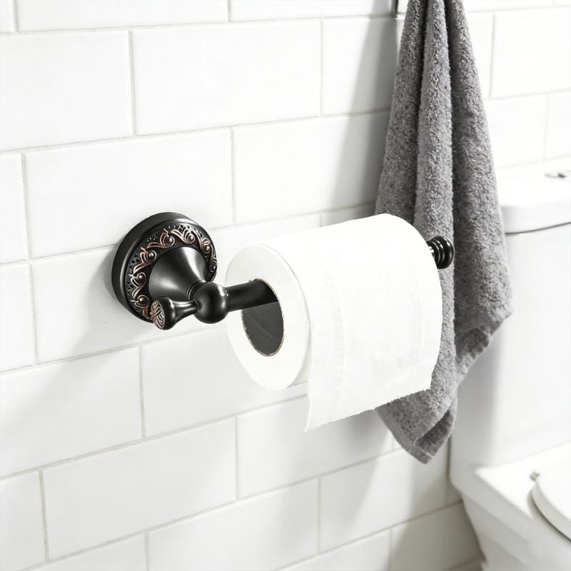Strong Copper Tissue Paper Holder Retro Style Black Bronze Simple Mounts Tissue Bracket for Homes Easy Setups Decors