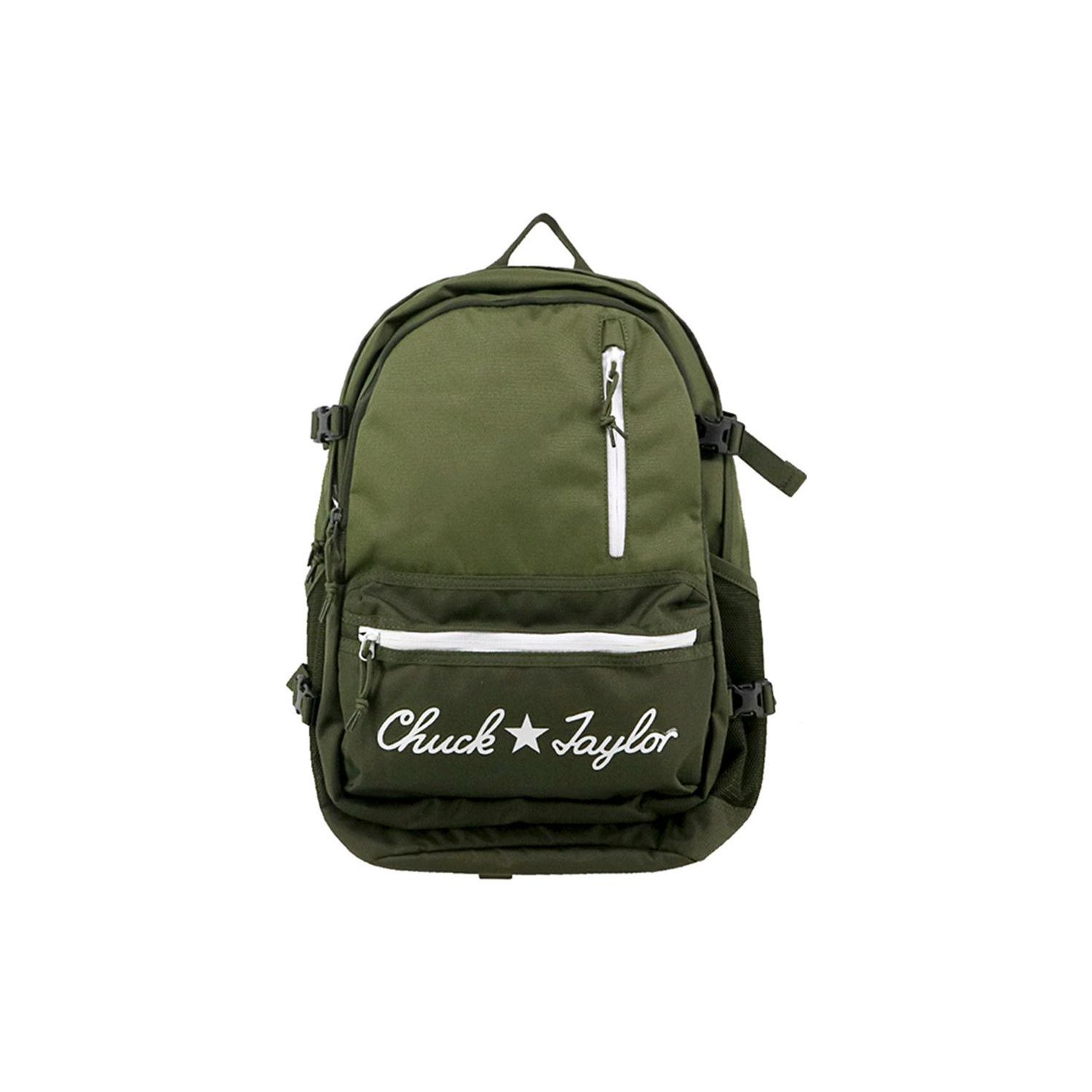 Converse Straight Edge Zipper Logo Polyester Laptop Backpack Unisex backpack Green 10024295-A03 Green