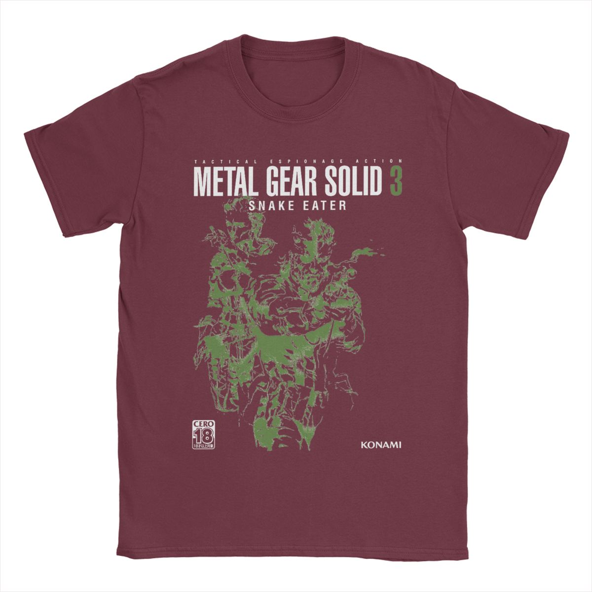 

Мужская футболка Metal Gear Solid 3 Snake Awesome Футболки из чистого хлопка с коротким рукавом Футболки с круглым воротником Классическая одежда S бордовый