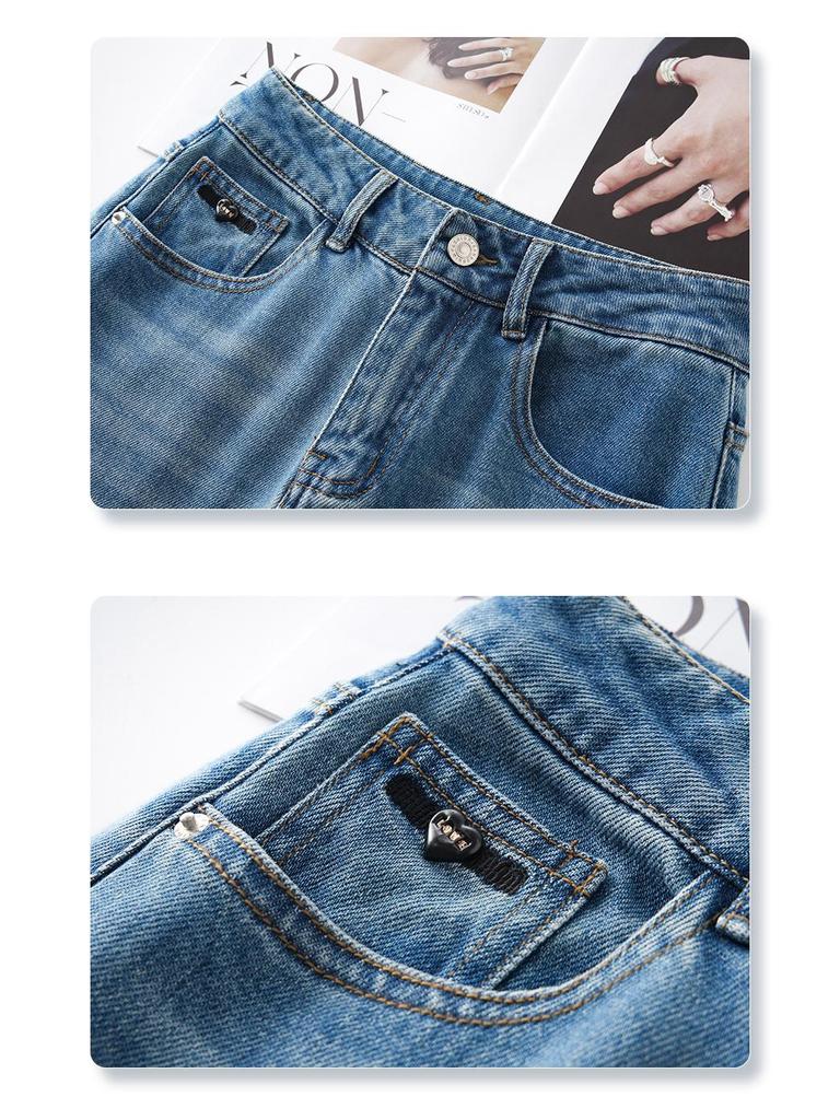 Damen Schlankmachende High-Waist Weitbeinjeans - Retro Straight-Leg Hose für Frühling & Herbst