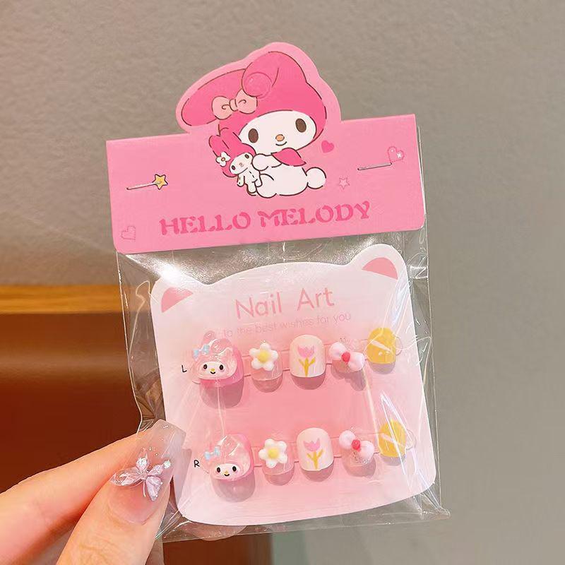 Cartoon Kids' Wearable Nail Tips - Cute Self-Adhesive Jelly Stickers for Girls
