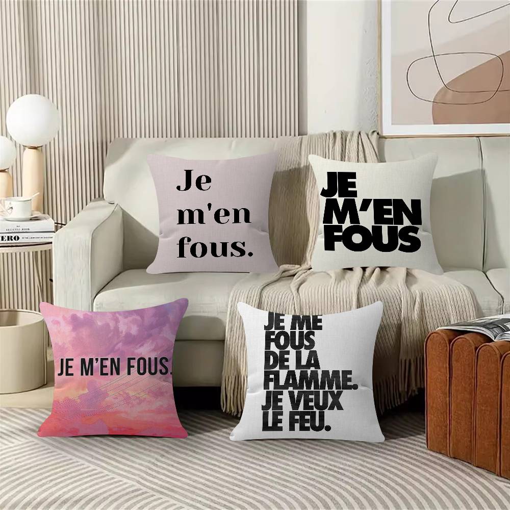 Je Men Fous French Quote Pillow Cushion Cover Pillowcase Living Room Sofa Home Decor Customized