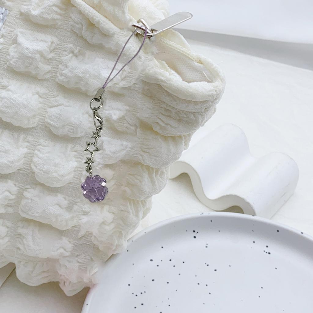 Vierblättriges Kleeblatt Handy-Anhänger Glücksbringer Kristall-Kleeblätter Handykette für Frauen Zartes Handy-Lanyard Schmuck