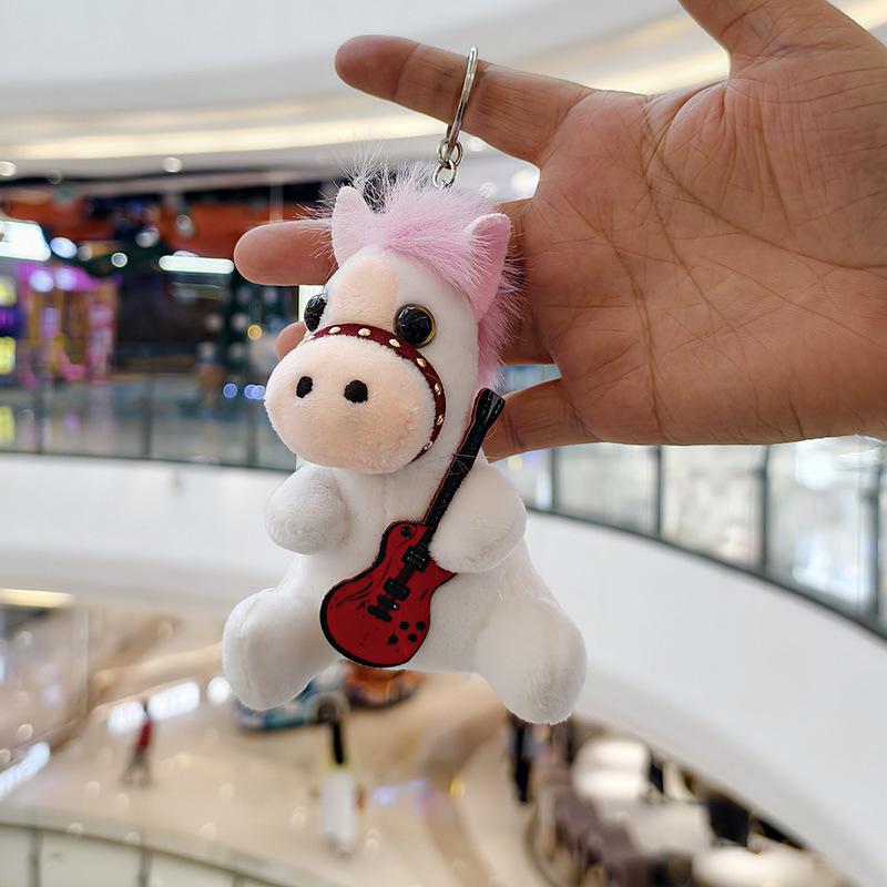 12Cm Horse Animal Plush Plaything Cute Stuffed Doll Keychain With Violin Horse Shape Figurine For Keys Backpacks Cars Plush Pendant