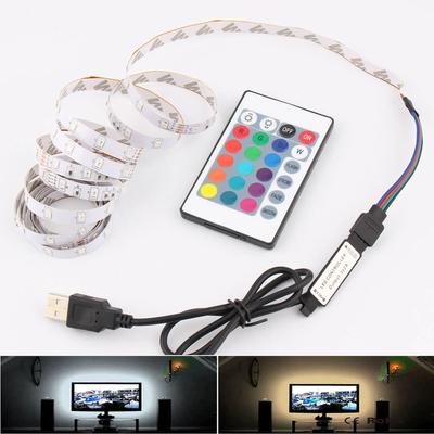 DC 5V LED 2835 Strip RGB Light for TV Backlight 5M SMD 2835 Neon LED Strip with USB 24Key Light Strip Dimmer Remote Control