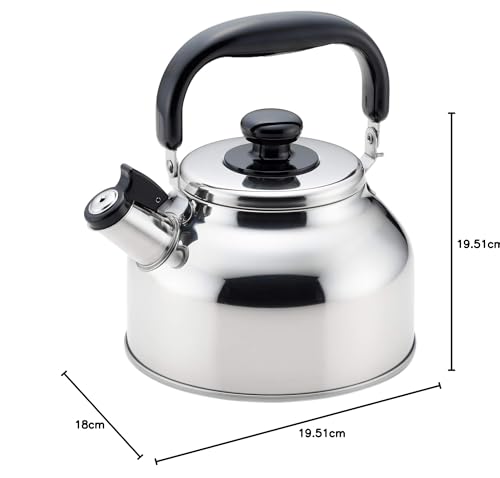 Yoshikawa Wide Clean Wide-Mouth Whistling Kettle, 2.6L, Stainless Steel, Induction and Gas Compatible, Tsubame-Sanjo, Made in Japan, SH4831