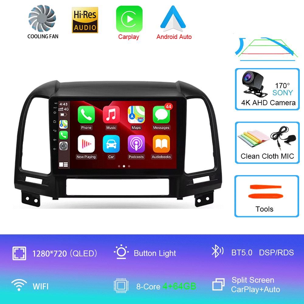 Car Radio Android 14 Carplay Auto 2K Screen Multimedia Player For Hyundai Santa Fe 2 2006-2012 Autoradio Stereo 2din Head Unit
