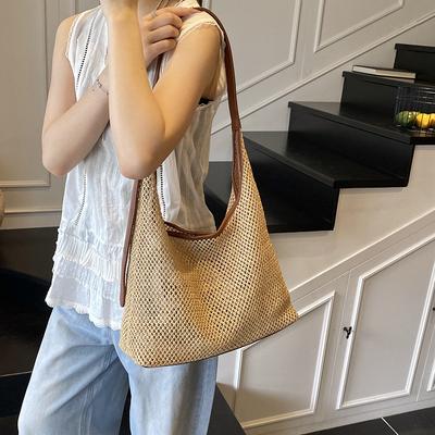 Strohtasche mit großem Fassungsvermögen Damen 2025 neue Sommer Schulter-Tragetasche Strandurlaub gewebte Tasche