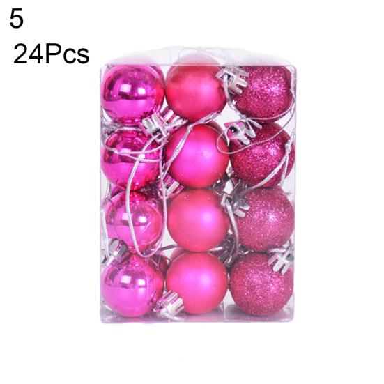 24 Stück 3 cm große Kunststoff-Weihnachtsbaumkugeln für Zuhause, Party, hängende Ornamente