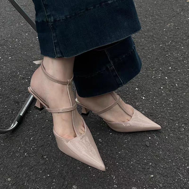Fashion Women Low Heels Sandals Pointed Toe Slippers Summer Sexy Shoes Dress Slingback Slides Flip Flops Pumps Chaussures Ladies