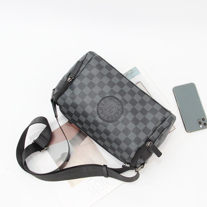 Men's Plaid Crossbody Shoulder Bag - Casual Korean Style Messenger Bag