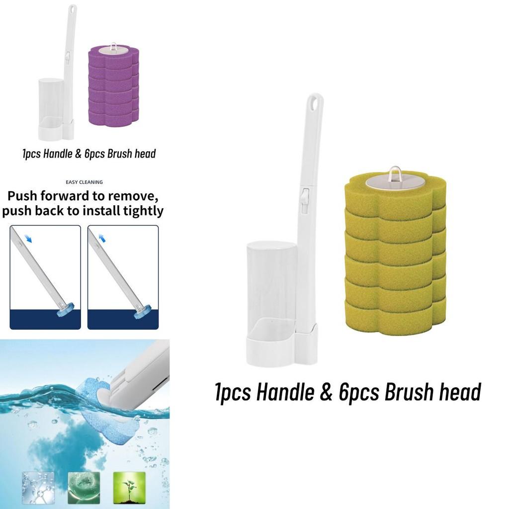 Disposable Toilet Brush Wands With Replaceable Heads Easy To Clean Toilet Bowl Lid And Corner Dirt Plastic Material Blue Yellow Purple